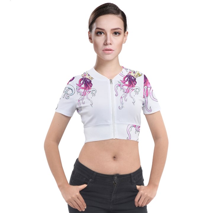 carnie squid Short Sleeve Cropped Jacket