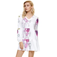 Carnie Squid Tiered Long Sleeve Mini Dress by Limerence