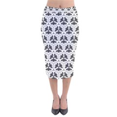 Night Moths Velvet Midi Pencil Skirt by SychEva