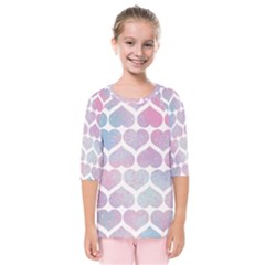 Multicolored Hearts Kids  Quarter Sleeve Raglan Tee