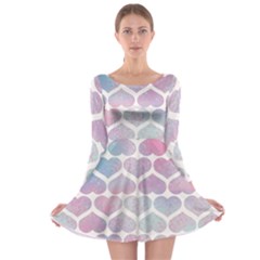 Multicolored Hearts Long Sleeve Skater Dress by SychEva