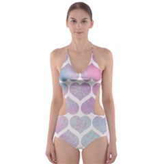 Multicolored Hearts Cut-out One Piece Swimsuit by SychEva