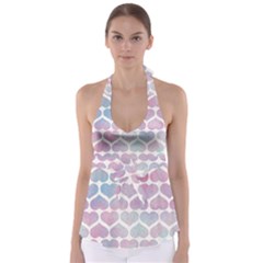 Multicolored Hearts Babydoll Tankini Top by SychEva