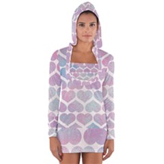 Multicolored Hearts Long Sleeve Hooded T-shirt by SychEva