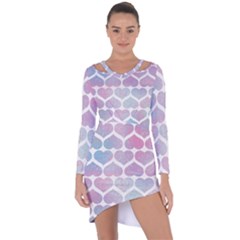 Multicolored Hearts Asymmetric Cut-out Shift Dress by SychEva