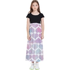 Multicolored Hearts Kids  Flared Maxi Skirt by SychEva