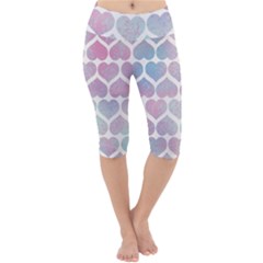 Multicolored Hearts Lightweight Velour Cropped Yoga Leggings by SychEva