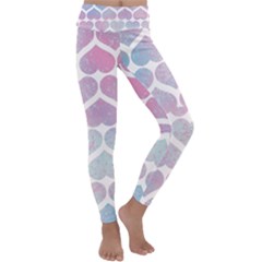 Multicolored Hearts Kids  Lightweight Velour Classic Yoga Leggings by SychEva