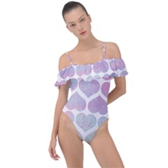 Multicolored Hearts Frill Detail One Piece Swimsuit