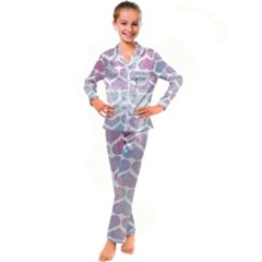 Multicolored Hearts Kid s Satin Long Sleeve Pajamas Set