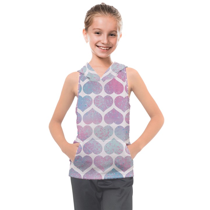 Multicolored Hearts Kids  Sleeveless Hoodie