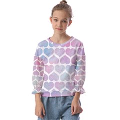 Multicolored Hearts Kids  Cuff Sleeve Top