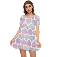 Multicolored Hearts Tiered Short Sleeve Mini Dress