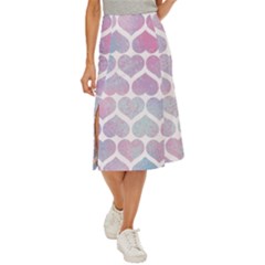 Multicolored Hearts Midi Panel Skirt