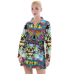 375 Chroma Digital Art Custom Kal00012 Women s Long Sleeve Casual Dress by Drippycreamart