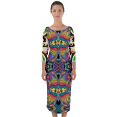 375 Chroma Digital Art Custom Kal00012 Quarter Sleeve Midi Bodycon Dress by Drippycreamart