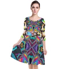 375 Chroma Digital Art Custom Kal00012 Quarter Sleeve Waist Band Dress by Drippycreamart