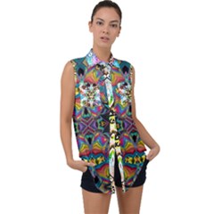 375 Chroma Digital Art Custom Kal00012 Sleeveless Chiffon Button Shirt