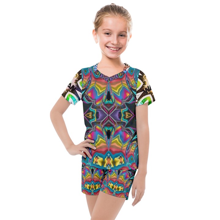 375 Chroma Digital Art Custom Kal00012 Kids  Mesh Tee and Shorts Set