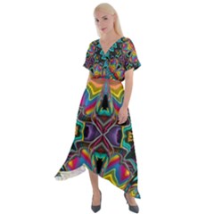 375 Chroma Digital Art Custom Kal00012 Cross Front Sharkbite Hem Maxi Dress