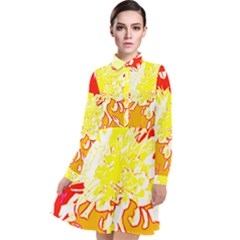 Red And Yellow Floral Long Sleeve Chiffon Shirt Dress by 3cl3ctix