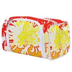 Red And Yellow Floral Toiletries Pouch by 3cl3ctix