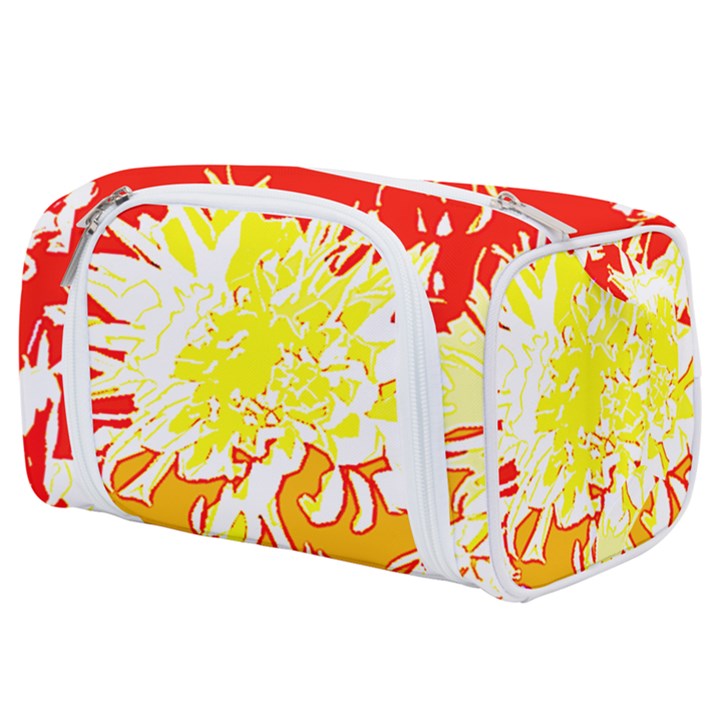 Red and Yellow Floral Toiletries Pouch