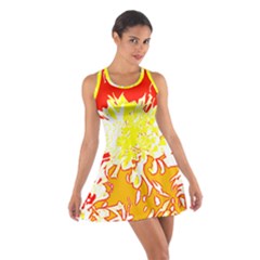 Red And Yellow Floral Cotton Racerback Dress by 3cl3ctix