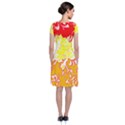 Red and Yellow Floral Short Sleeve Front Wrap Dress View2