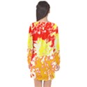 Red and Yellow Floral Long Sleeve Chiffon Shift Dress  View2