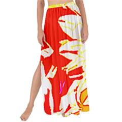 Red And Yellow Floral Maxi Chiffon Tie-up Sarong by 3cl3ctix