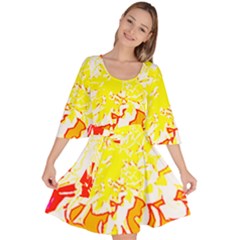 Red And Yellow Floral Velour Kimono Dress by 3cl3ctix