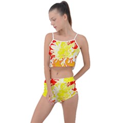 Red And Yellow Floral Summer Cropped Co-ord Set by 3cl3ctix