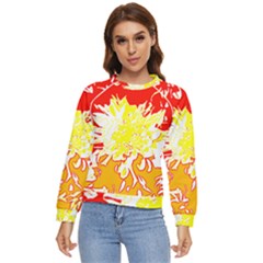 Red And Yellow Floral Women s Long Sleeve Raglan Tee