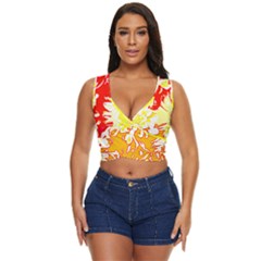 Red And Yellow Floral Women s Sleeveless Wrap Top