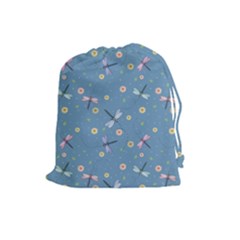 Cute Dragonflies In Spring Drawstring Pouch (large) by SychEva