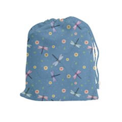 Cute Dragonflies In Spring Drawstring Pouch (xl) by SychEva