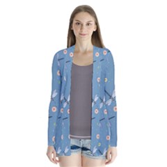 Cute Dragonflies In Spring Drape Collar Cardigan by SychEva