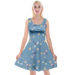 Cute Dragonflies In Spring Reversible Velvet Sleeveless Dress by SychEva