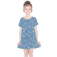 Cute Dragonflies In Spring Kids  Simple Cotton Dress by SychEva