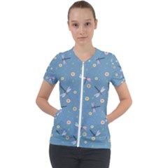 Cute Dragonflies In Spring Short Sleeve Zip Up Jacket by SychEva