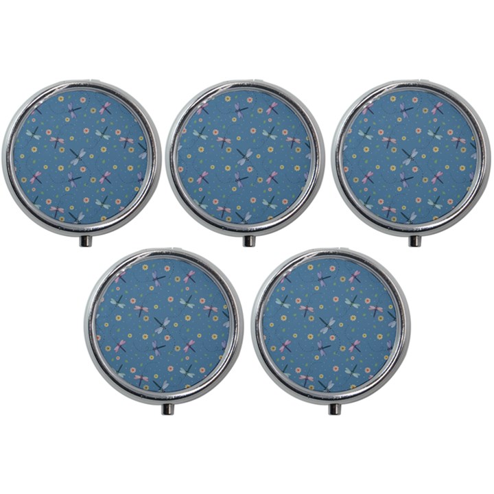 Cute Dragonflies In Spring Mini Round Pill Box (Pack of 5)