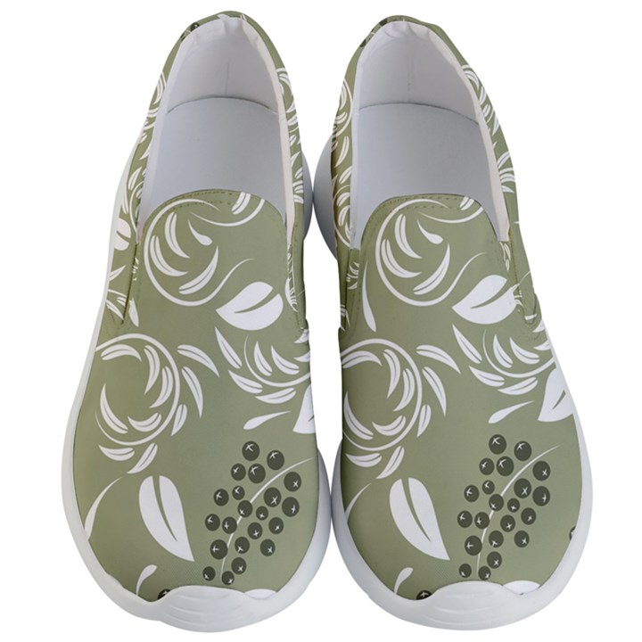 Folk flowers print Floral pattern Ethnic art Men s Lightweight Slip Ons