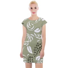 Folk Flowers Print Floral Pattern Ethnic Art Cap Sleeve Bodycon Dress by Eskimos