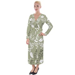 Folk Flowers Print Floral Pattern Ethnic Art Velvet Maxi Wrap Dress by Eskimos