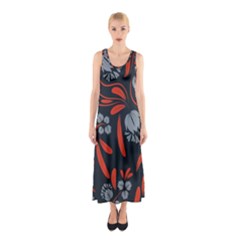 Folk Flowers Print Floral Pattern Ethnic Art Sleeveless Maxi Dress by Eskimos