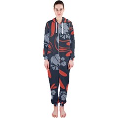 Folk Flowers Print Floral Pattern Ethnic Art Hooded Jumpsuit (ladies)  by Eskimos