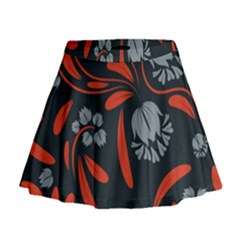 Folk Flowers Print Floral Pattern Ethnic Art Mini Flare Skirt by Eskimos