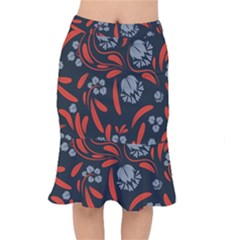 Folk Flowers Print Floral Pattern Ethnic Art Short Mermaid Skirt by Eskimos