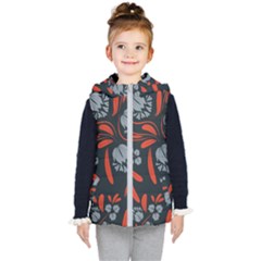 Folk Flowers Print Floral Pattern Ethnic Art Kids  Hooded Puffer Vest by Eskimos